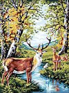  Goblenuri pictate - Animale,Cerbi la riu-18 x 24