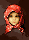  Goblenuri pictate,Fata cu basma rosie-14 x 18