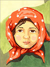  Goblenuri pictate - Portrete,Fata cu basma rosie-15 x 21