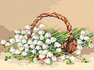  Goblenuri pictate - Flori,Cos cu lacramioare-13 x 17