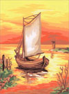  Goblenuri pictate - Peisaje,Barca in amurg-14 x 18